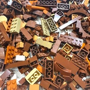 1 lb (16 oz) of Brown LEGO of Bricks, Plates, Specialty Parts - Clean!
